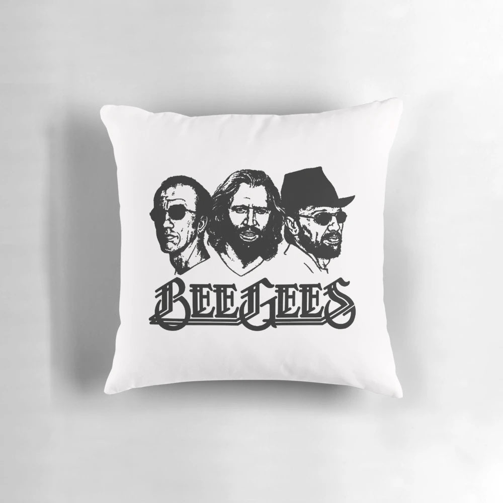 Retro Bee Gees Trio Disco Band Pillow with 70s 80s Pop Culture Design