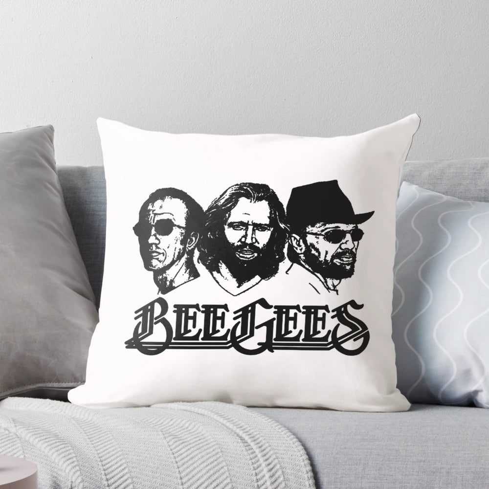 Retro Bee Gees Trio Disco Band Pillow with 70s 80s Pop Culture Design