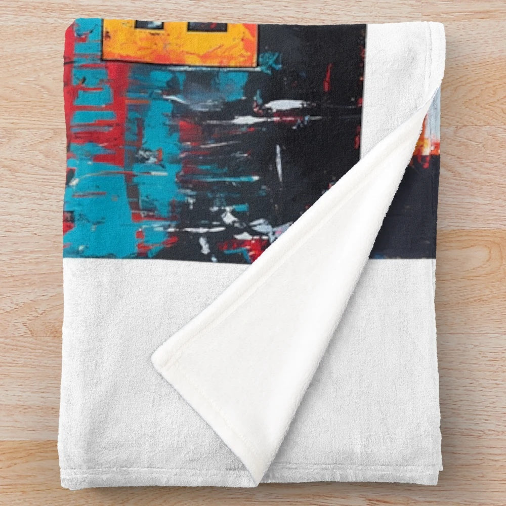 Retro Berlin city street art plush blanket with unique pastel design