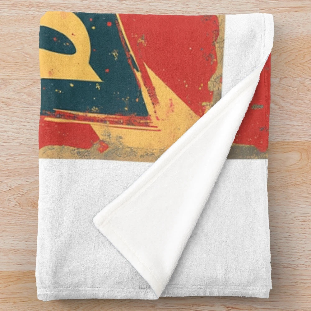 Retro Berlin-inspired plush blanket with geometric art deco design