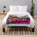 Retro plush blanket with Berlin street-style design