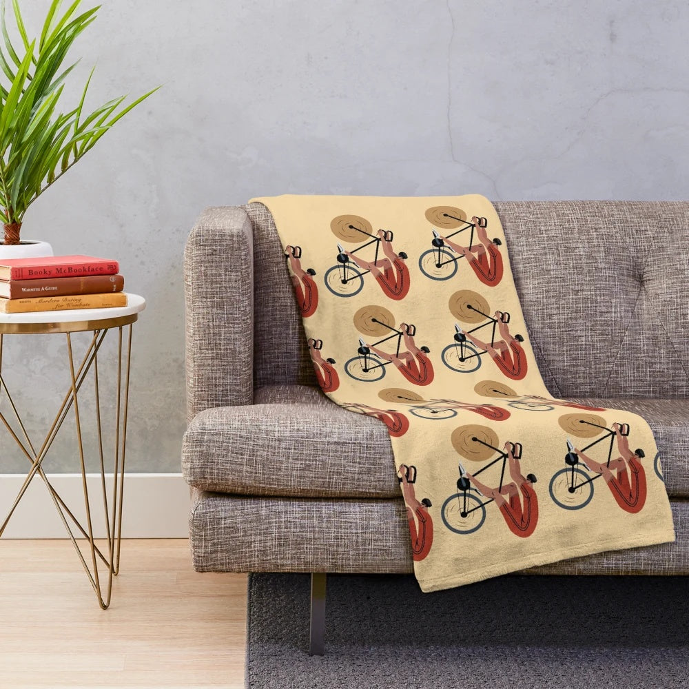 Cozy plush blanket featuring a vintage bicycle pattern design