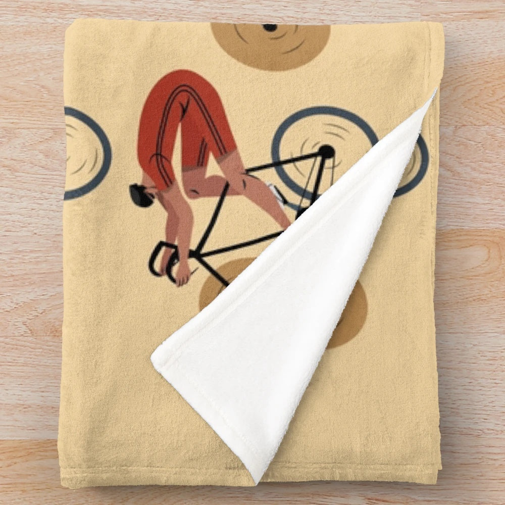 Cozy plush blanket featuring a vintage bicycle pattern design