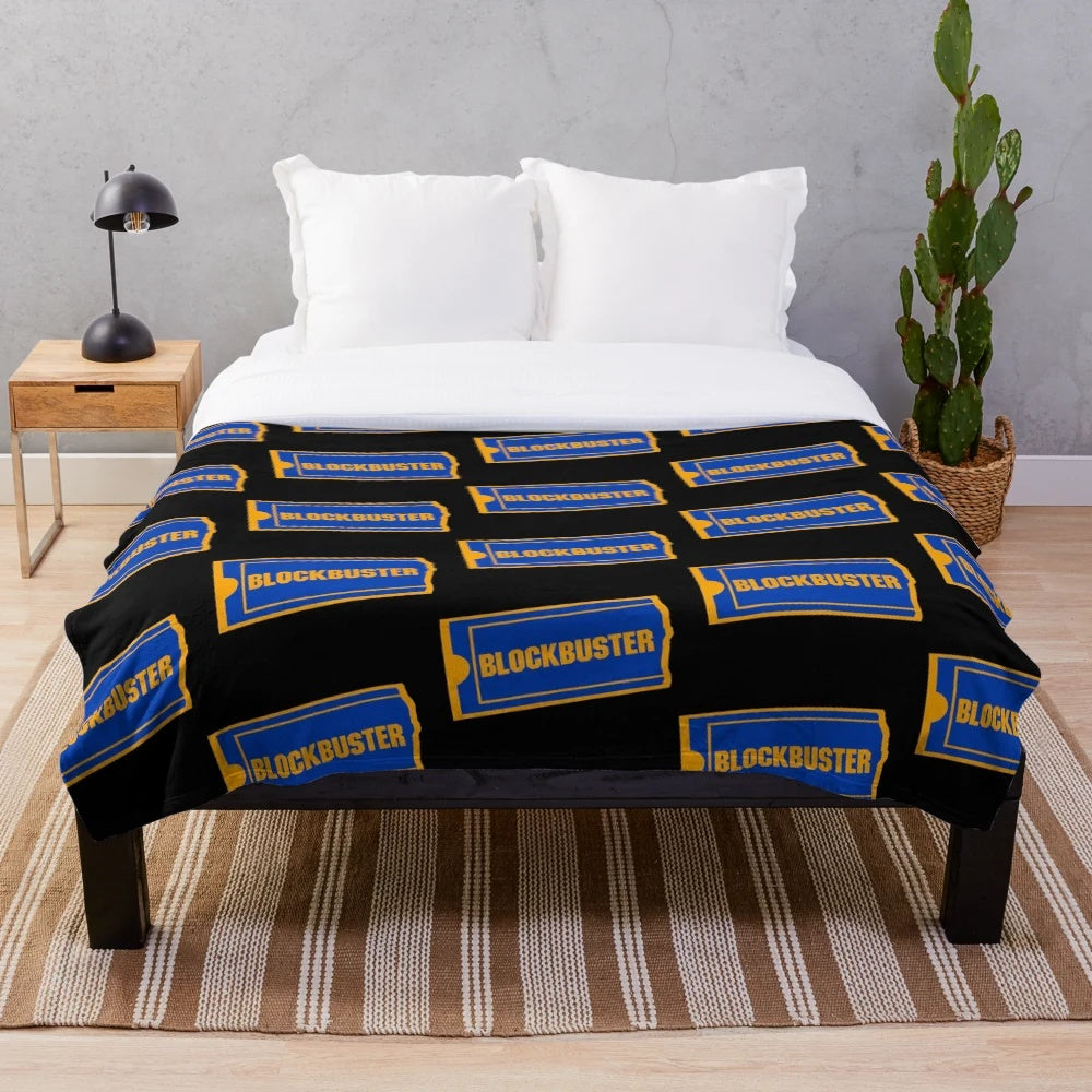 Plush blanket featuring the iconic Blockbuster video store logo