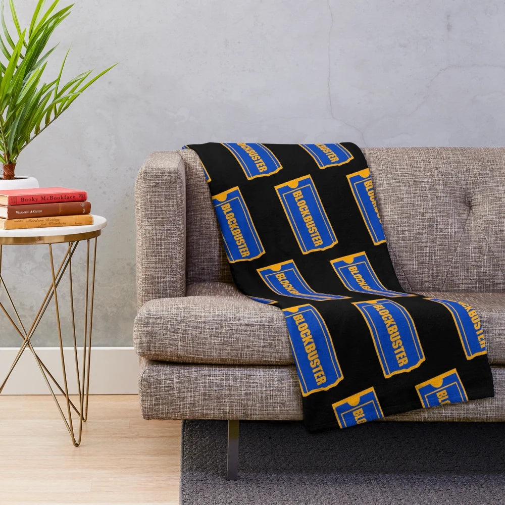 Plush blanket featuring the iconic Blockbuster video store logo