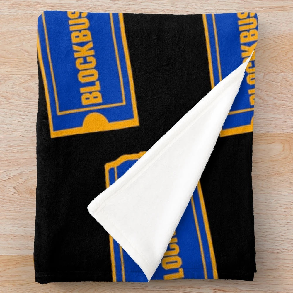 Plush blanket featuring the iconic Blockbuster video store logo