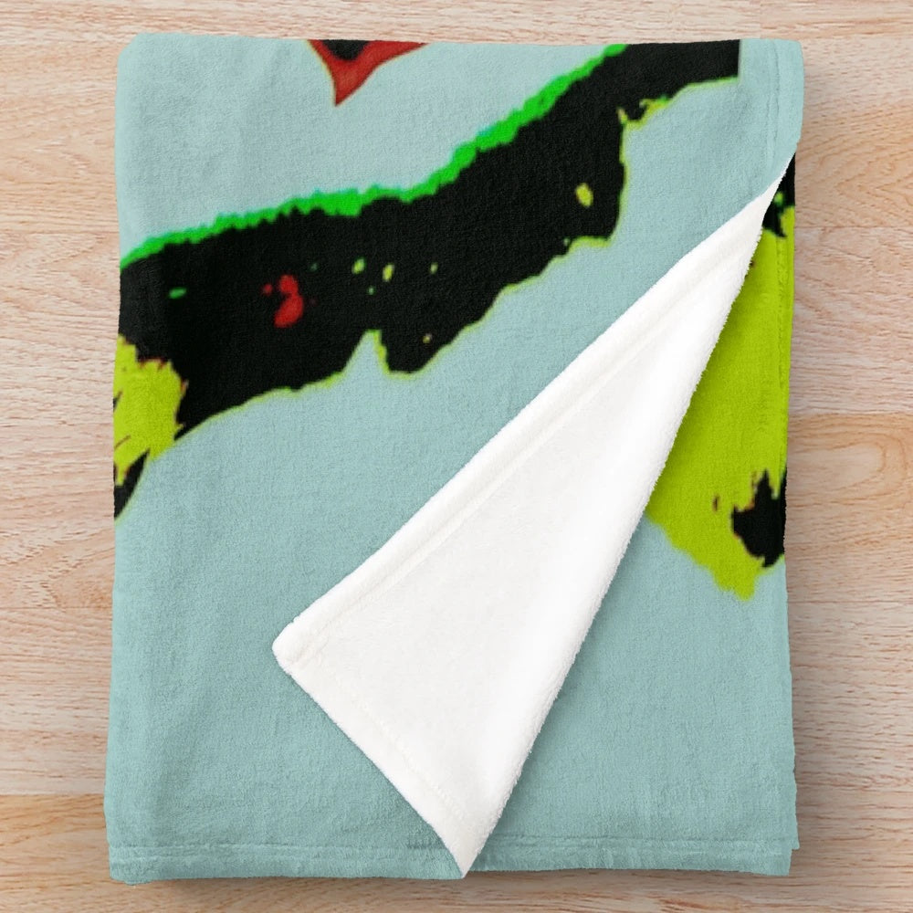 Plush blanket featuring blue pop art portrait of Marilyn Monroe by Andy Warhol