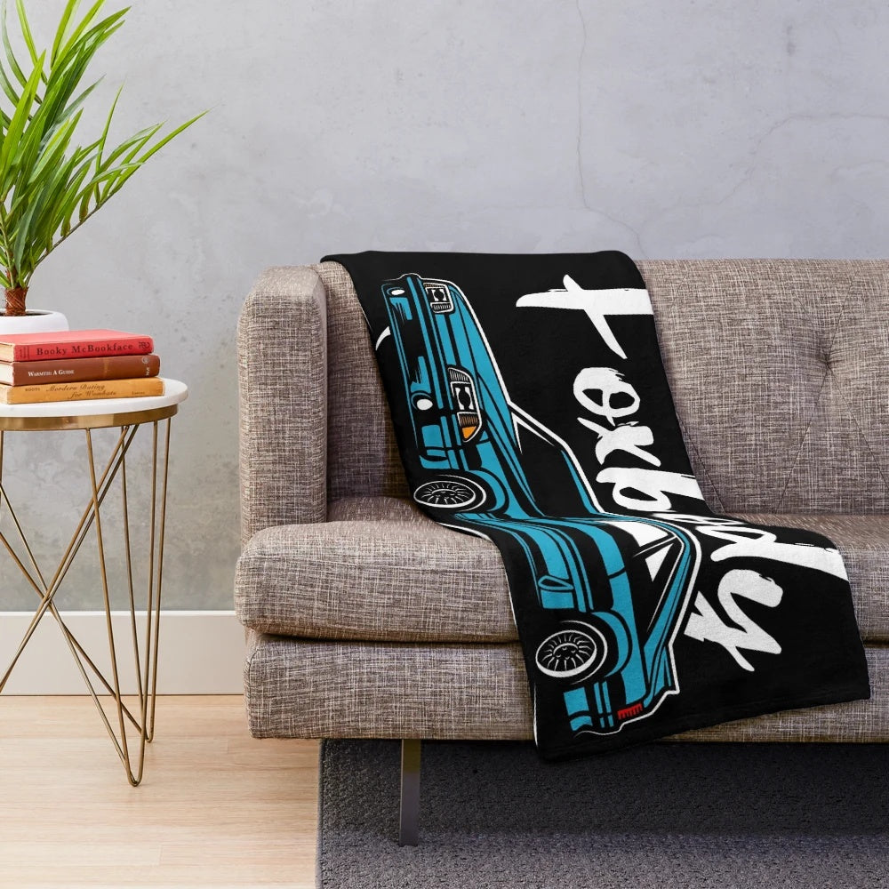 Blue racing fox body mustang inspired plush blanket