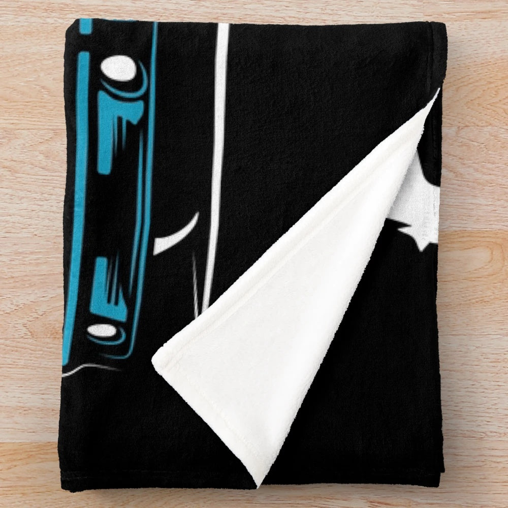 Blue racing fox body mustang inspired plush blanket