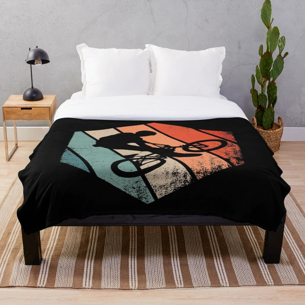 Retro BMX Freestyle Plush Blanket with Cool Bicycle Rider Artwork