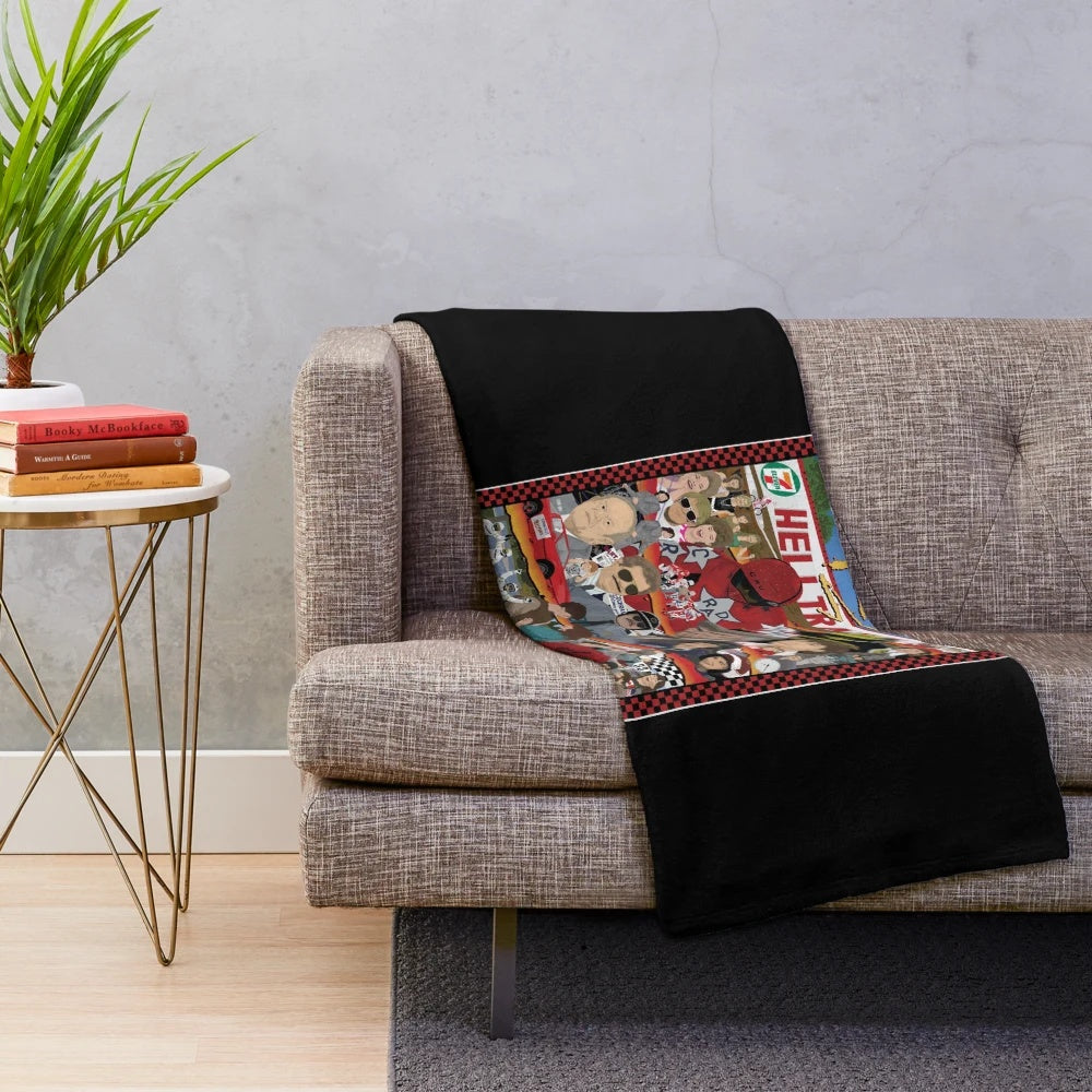 Retro BMX-inspired plush blanket featuring the iconic characters and scenes from the 80s film RAD