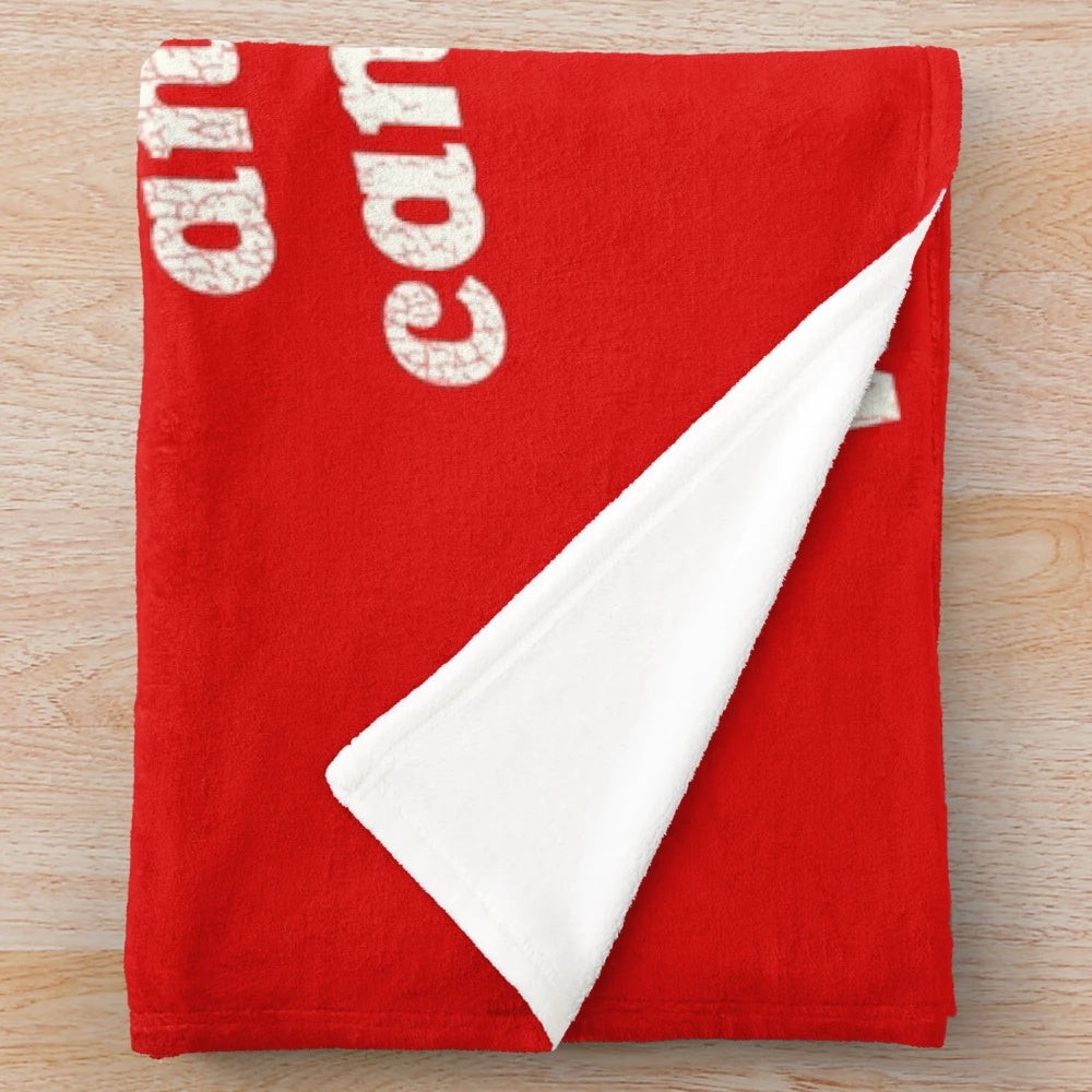 Retro-style plush blanket featuring basketball coach Bobby Knight