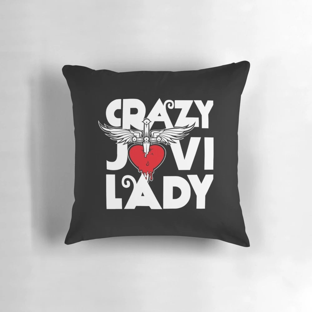 Decorative pillow featuring the Bon Jovi "Wanted Dead or Alive" album cover art