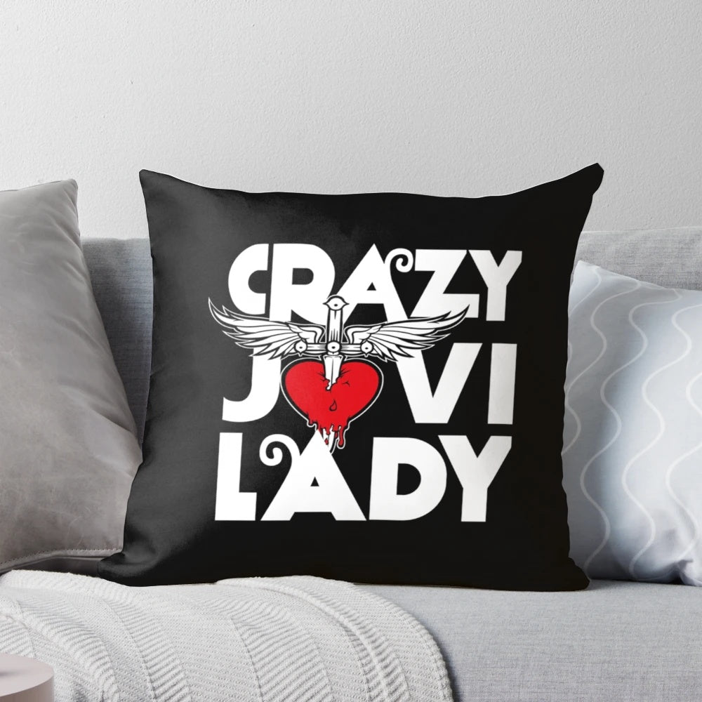 Decorative pillow featuring the Bon Jovi "Wanted Dead or Alive" album cover art