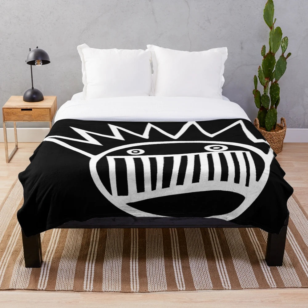 Retro Boognish plush blanket, featuring the iconic Ween band logo