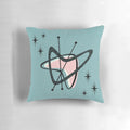 Retro boomerang and starburst patterned accent pillow for mid-century modern home decor
