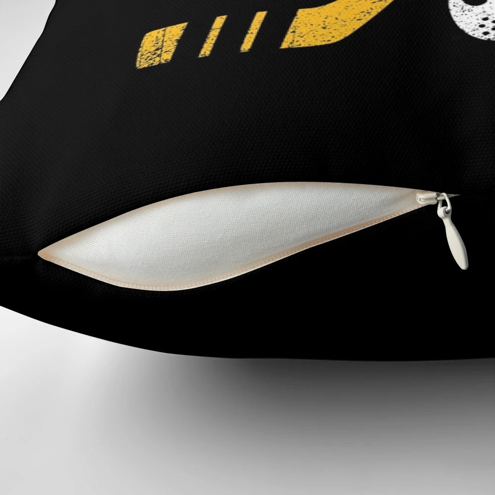 Retro Boston Bruins Decorative Pillow with Hockey Players and Champions Imagery