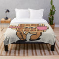 Retro breakfast-themed plush blanket with vintage pop culture design