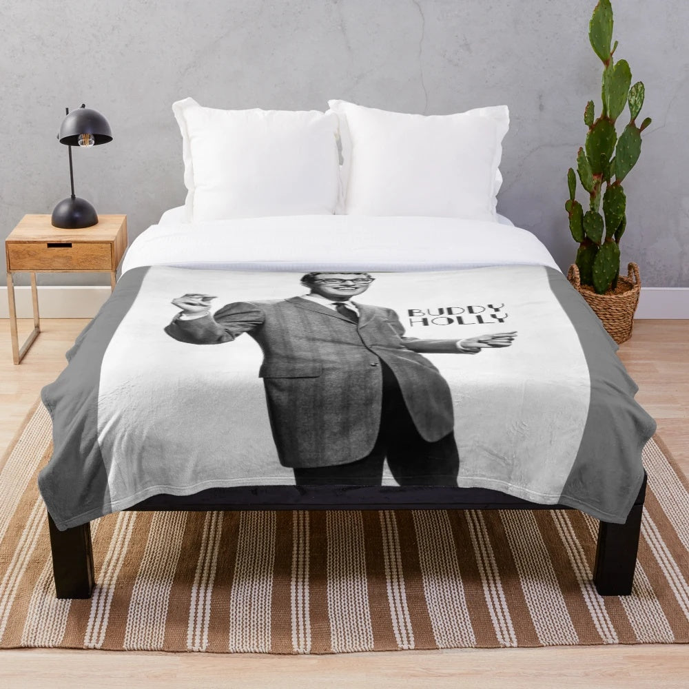 Buddy Holly inspired plush blanket