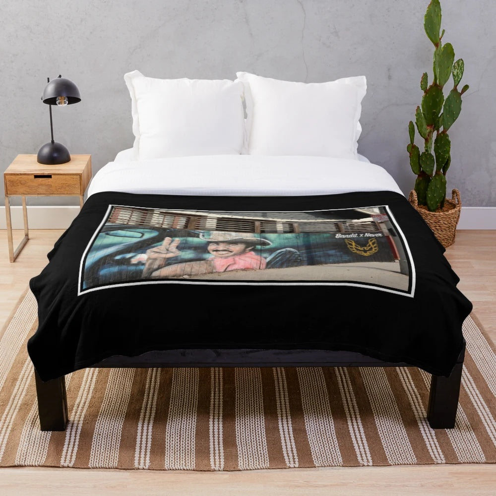 Burt Reynolds Smokey and the Bandit themed plush blanket