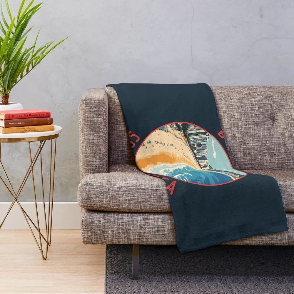 Retro Busan Haeundae Beach Plush Blanket