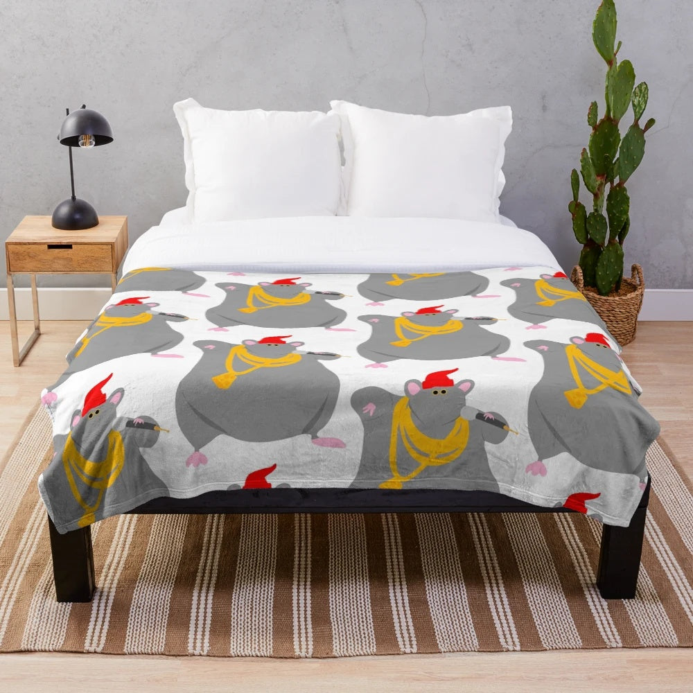 Biggie Cheese Plush Blanket - Nostalgic Cartoon Character Design