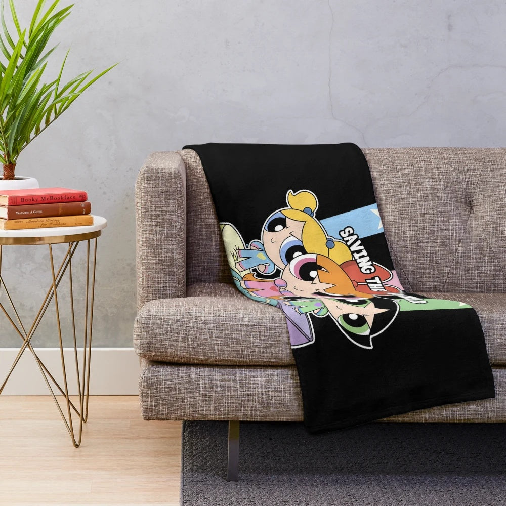 Vintage cartoon-inspired plush blanket