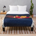 Plush blanket featuring a retro cartoon teddy bear superhero