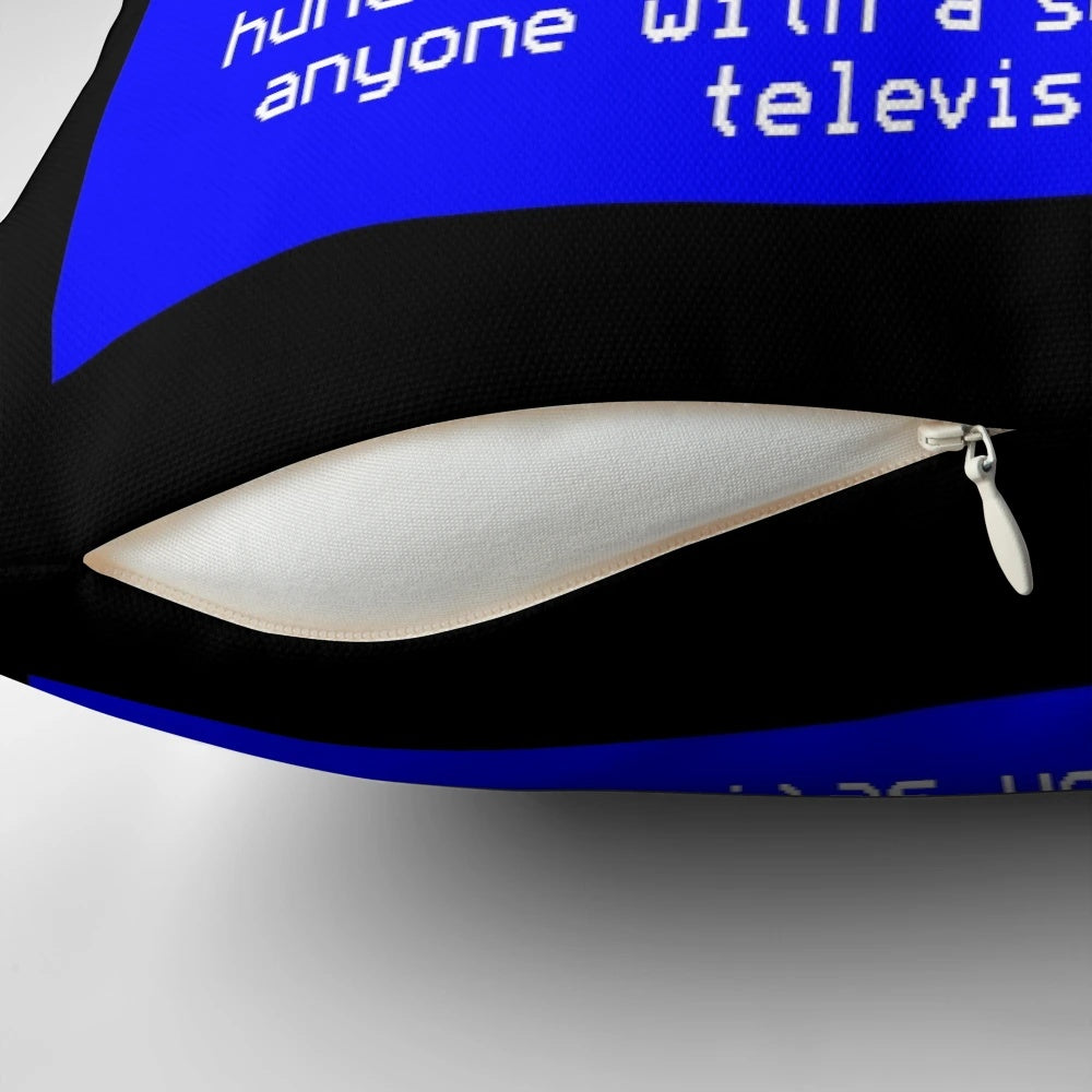 Vintage-inspired Ceefax pillow with retro television graphics