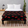 Retro cherry plush blanket with a stylish pop art design