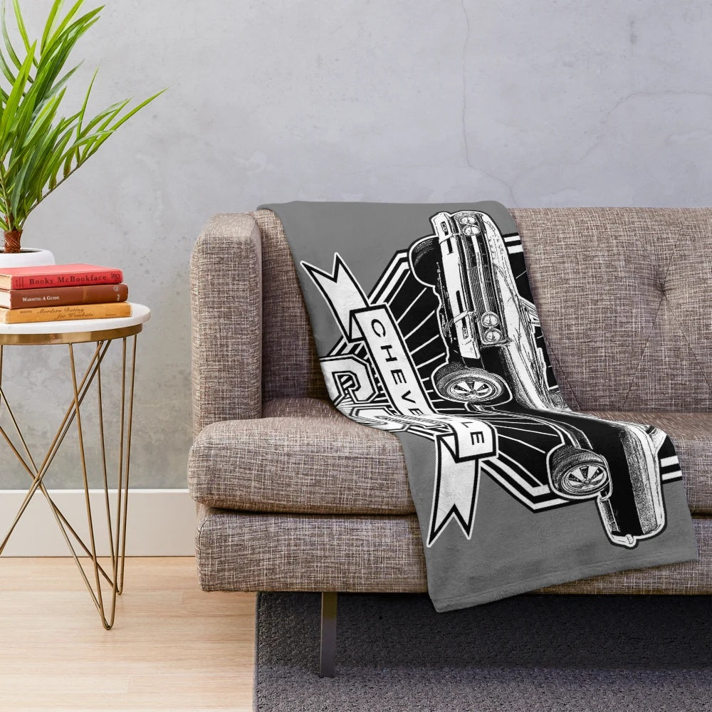 1965 Chevelle plush blanket with muscle car design