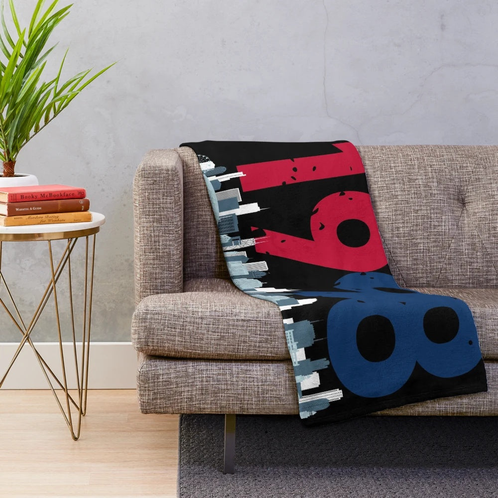 Retro Chicago 1998 plush blanket with vintage 80s aesthetic design