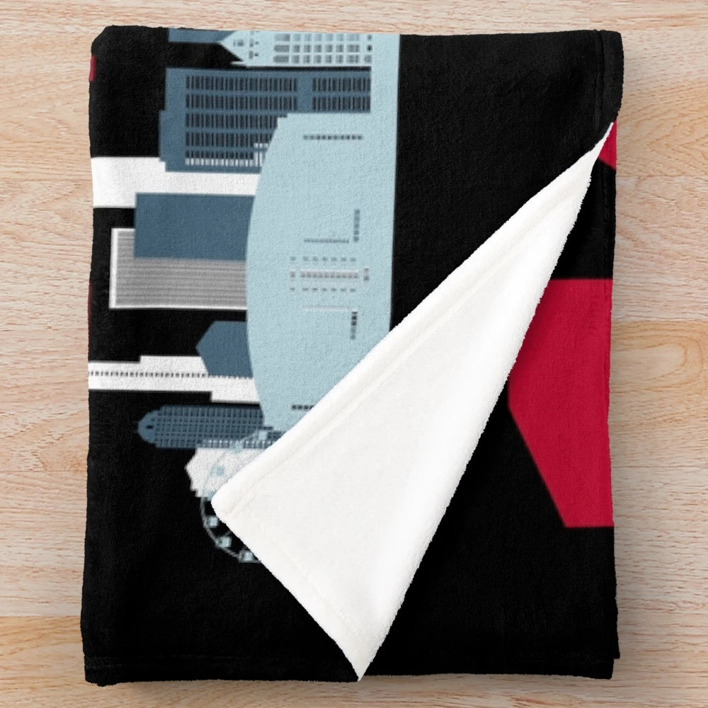 Retro Chicago 1998 plush blanket with vintage 80s aesthetic design