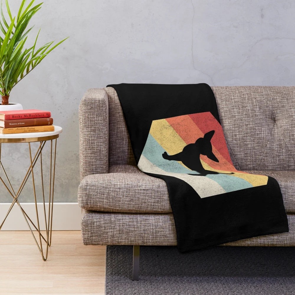 Retro vintage style chihuahua dog art printed on a cozy plush blanket