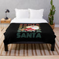 Retro Christmas dog biting Santa plush blanket