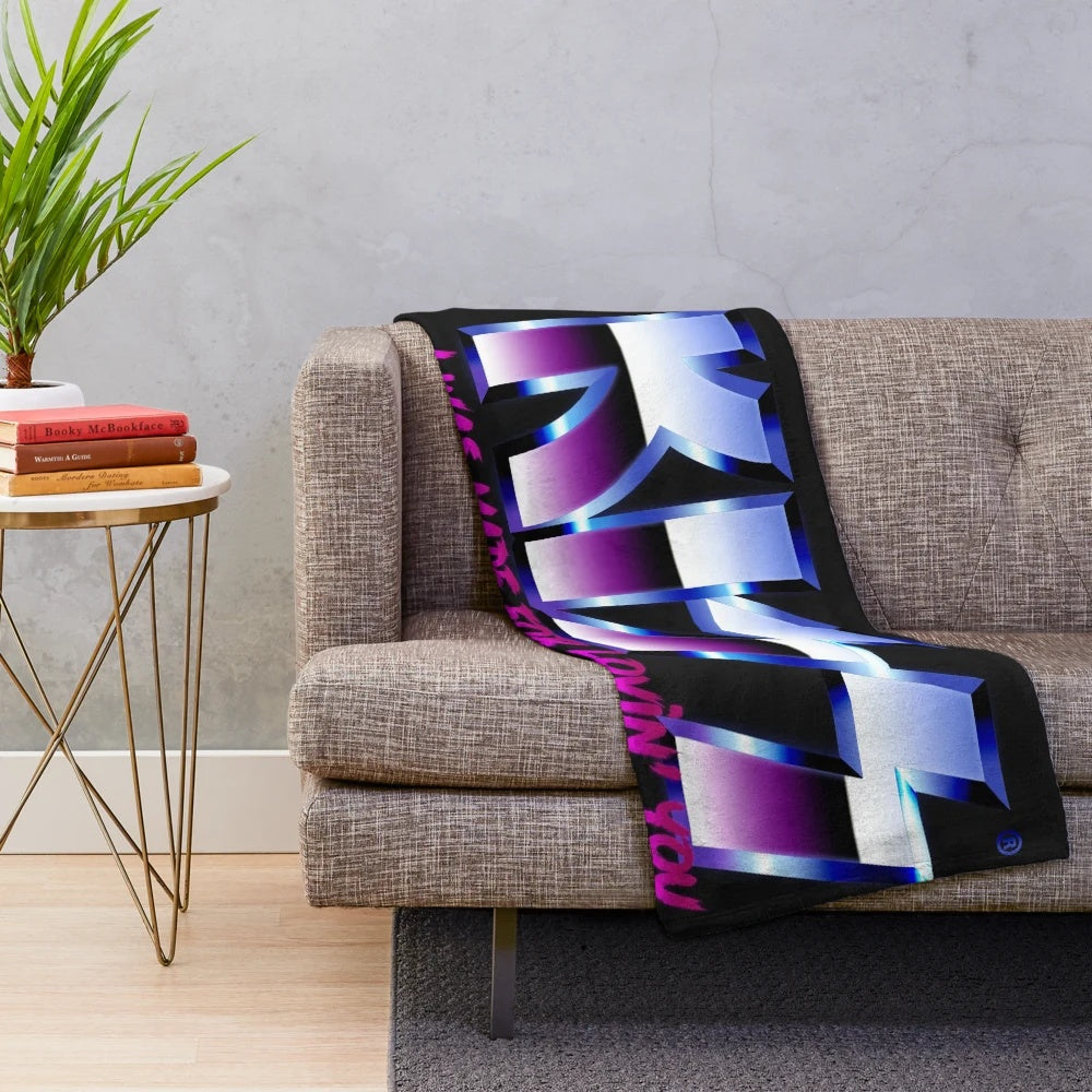 Retro chrome KISS band plush blanket with fan art design