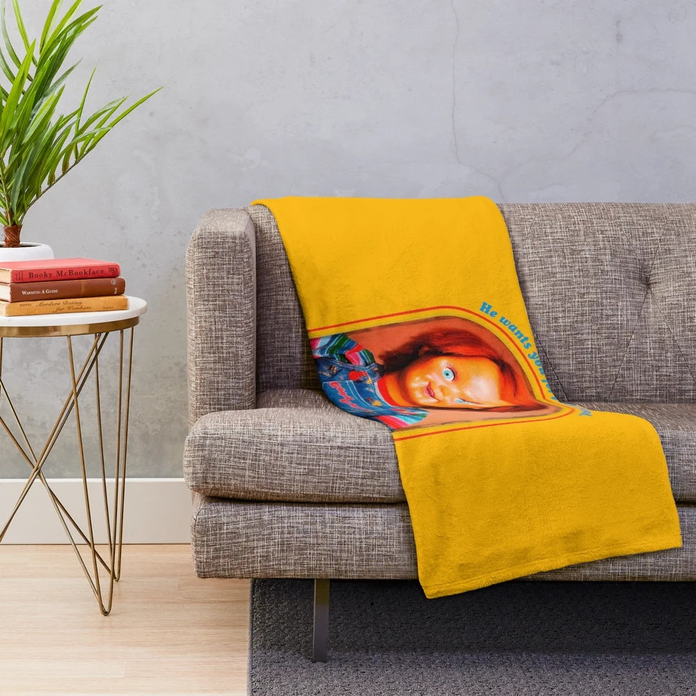 Chucky plush blanket from the classic horror movie Child's Play