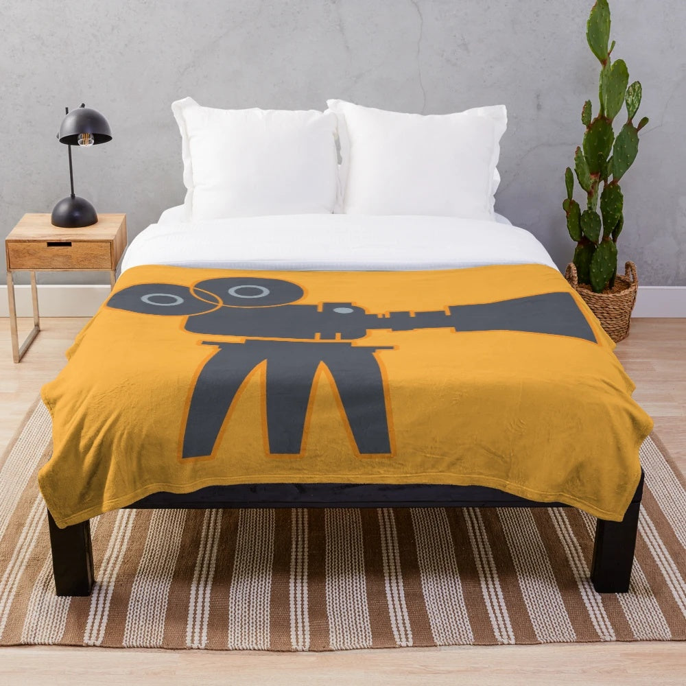 Retro cinema camera plush blanket with a vintage-inspired design