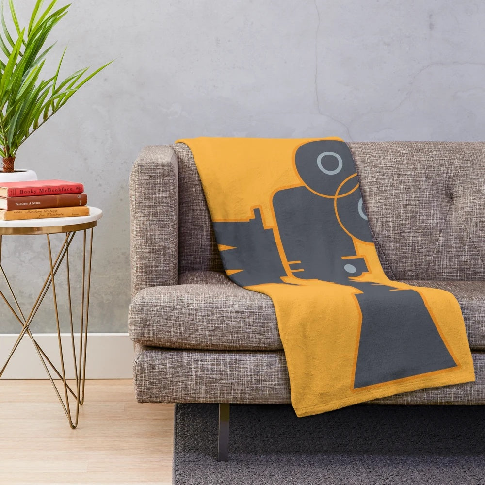 Retro cinema camera plush blanket with a vintage-inspired design