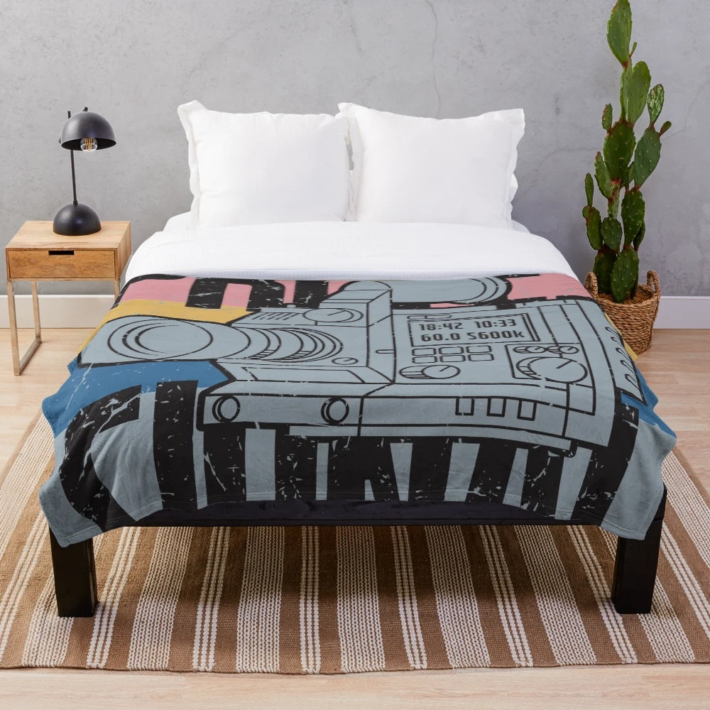 Retro cinema camera plush blanket