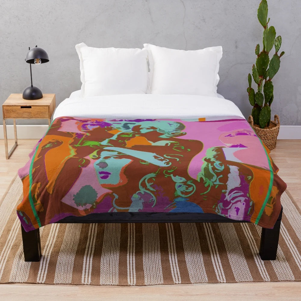 Vintage inspired Italian cinema themed plush blanket