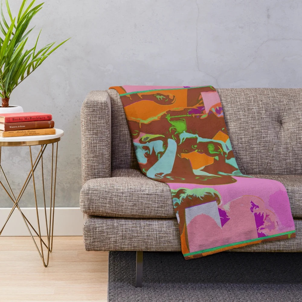 Vintage inspired Italian cinema themed plush blanket