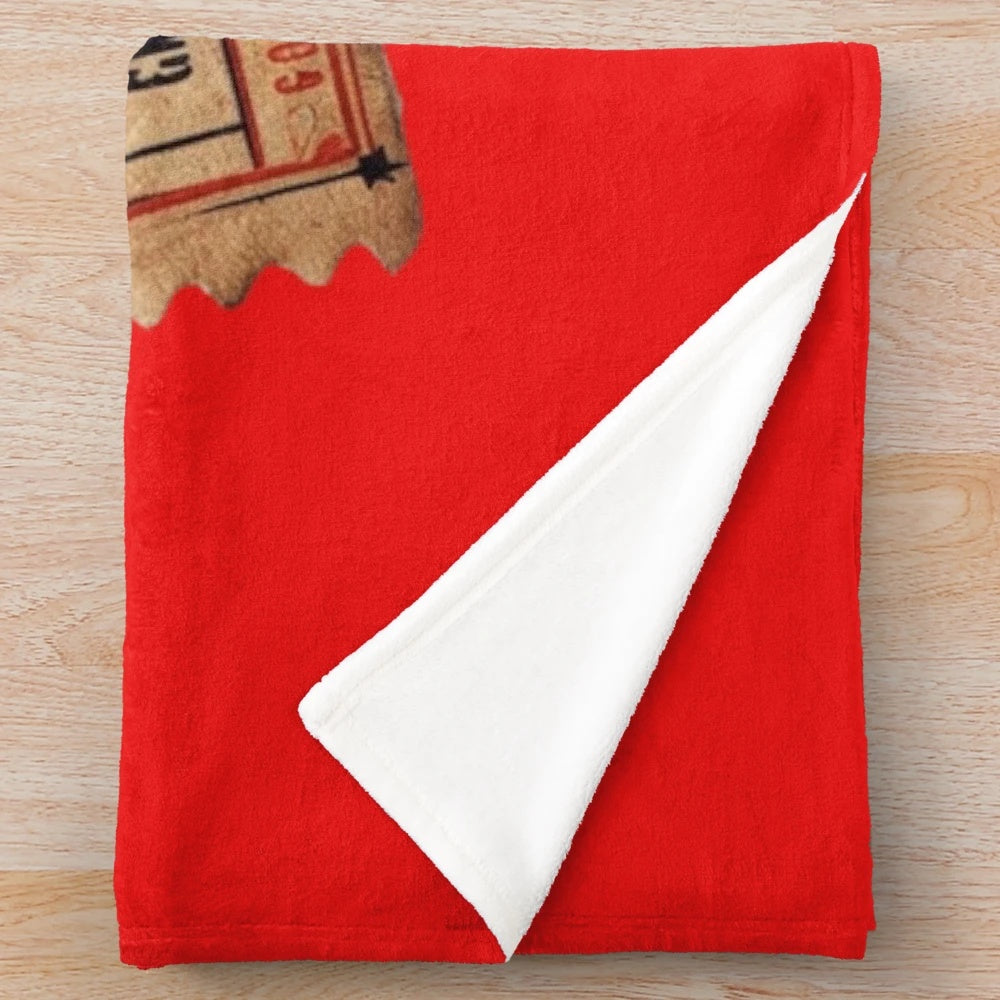 Vintage cinema-themed plush blanket with retro movie design