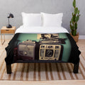 Plush blanket with vintage movie design, perfect for classic film enthusiasts