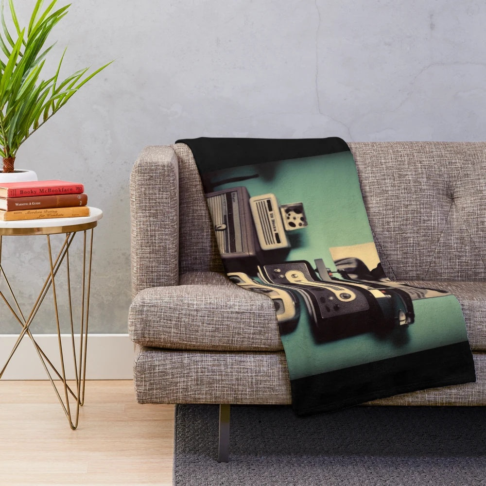 Plush blanket with vintage movie design, perfect for classic film enthusiasts