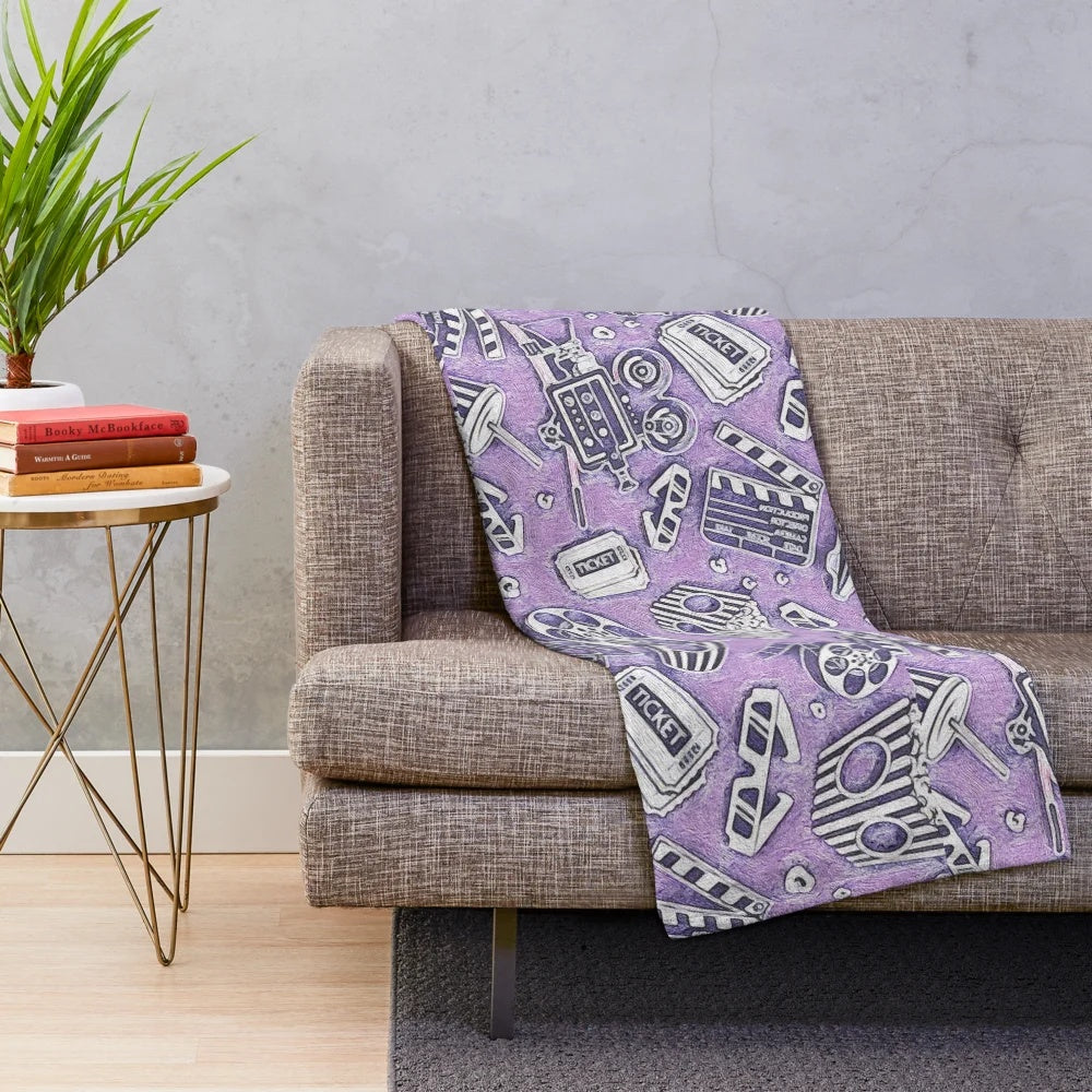 Soft and plush cinema movie print blanket for cozy home decor