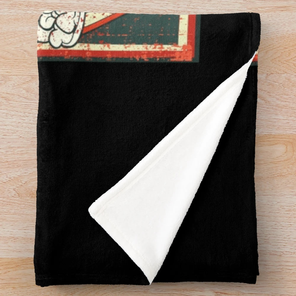 Retro cinema-themed plush blanket with a vintage movie design