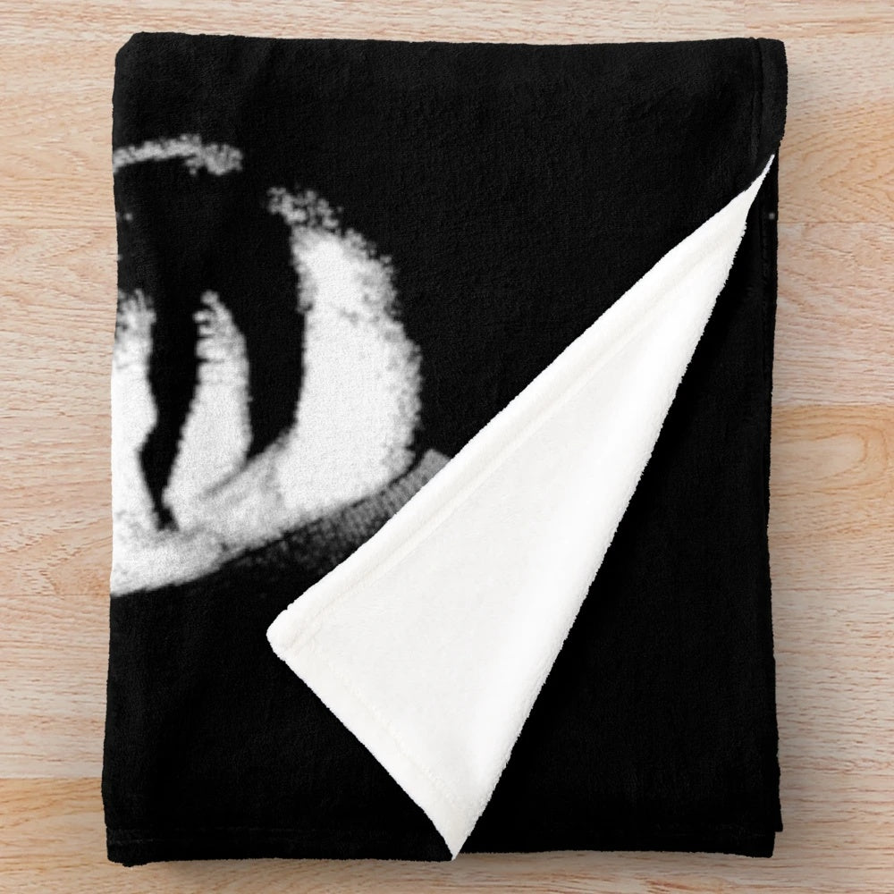Retro plush blanket featuring a black and white photograph of a classic Hollywood actor