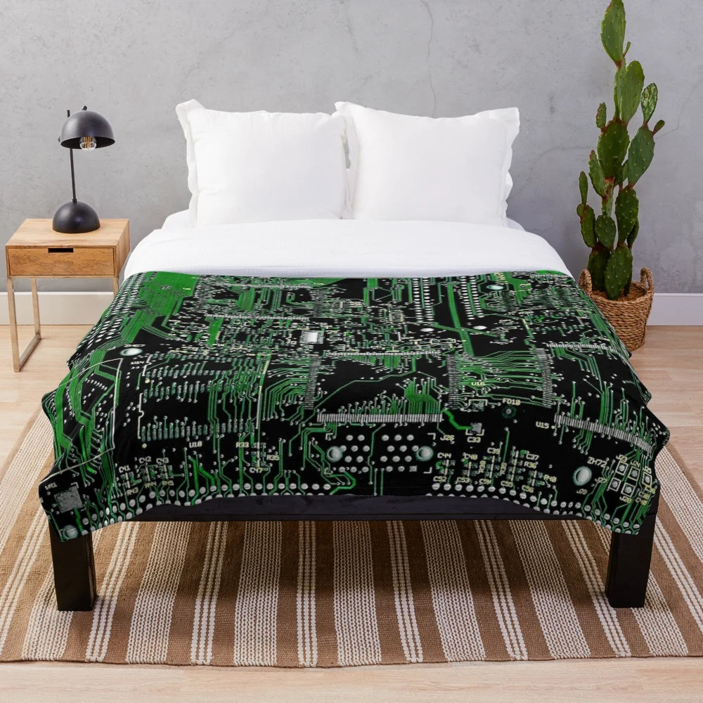 Cozy circuit board plush blanket