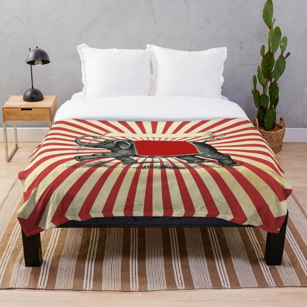 Vintage circus elephant pop art design on a cozy plush blanket